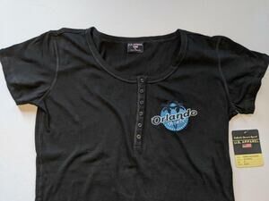 US Apparel Orlando Florida Henley Shirt Size XL Black NWT -0422G77